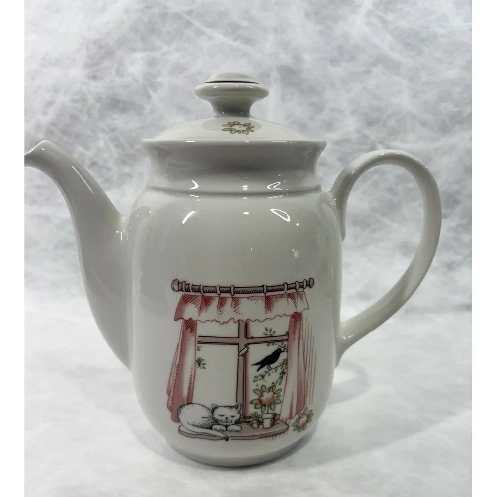 Winterling Röslau Bavaria‎ Teapot Cat at Window Scene Germany Porcelain 8
